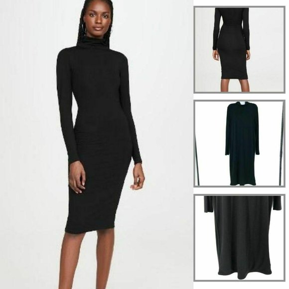 turtleneck long sleeve bodycon dress